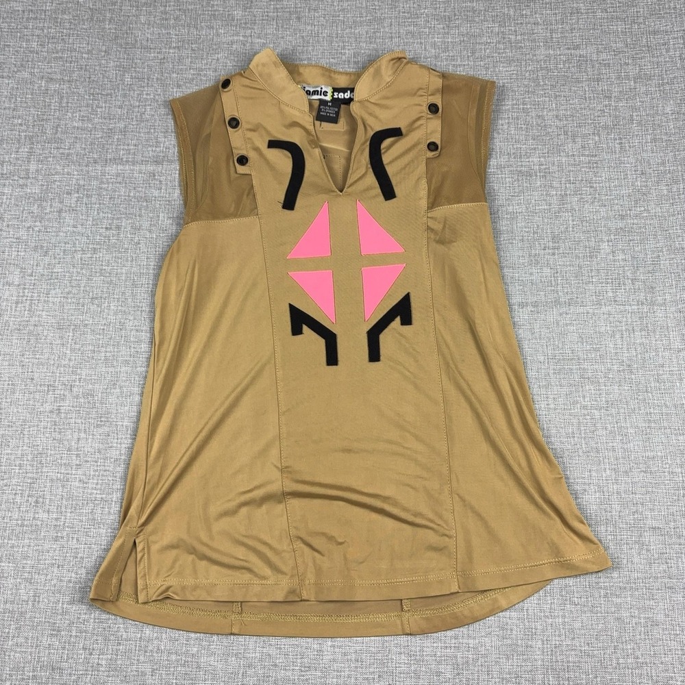 Jamie Sadock Tank Top Womens M Brown Collared Sleeveless Geometric Print Golf